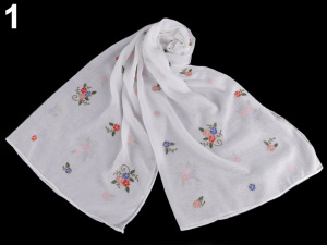 Šála vyšívané květy 70x180 cm 2. jakost