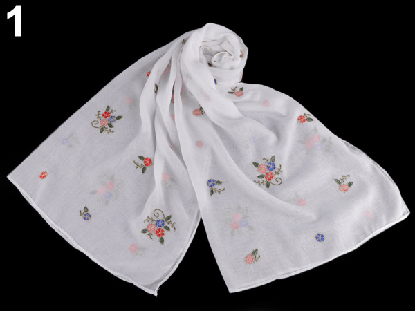 Šála vyšívané květy 70x180 cm 2. jakost