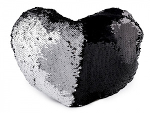 Dekorační polštář srdce s oboustrannými flitry 30x40 cm