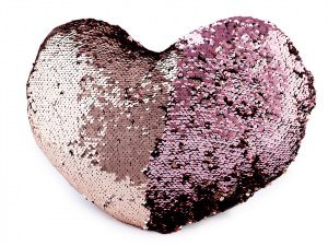 Dekorační polštář srdce s oboustrannými flitry 30x40 cm