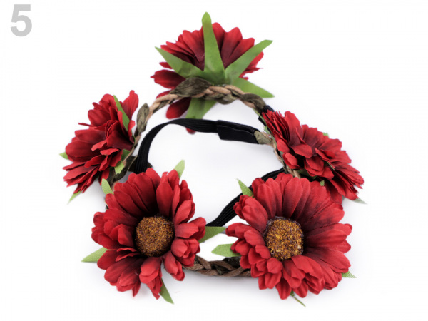 Pružná čelenka do vlasů s květy