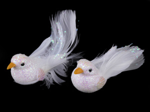 Dekorace ptáček / holubice s glitry