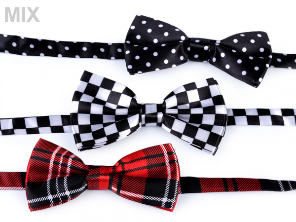 Saténový motýlek retro puntík / káro