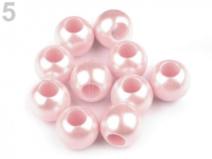 Plastové korálky s velkým průvlekem perleť 11x13 mm