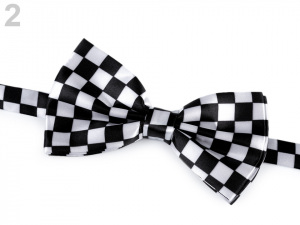 Saténový motýlek retro puntík / káro