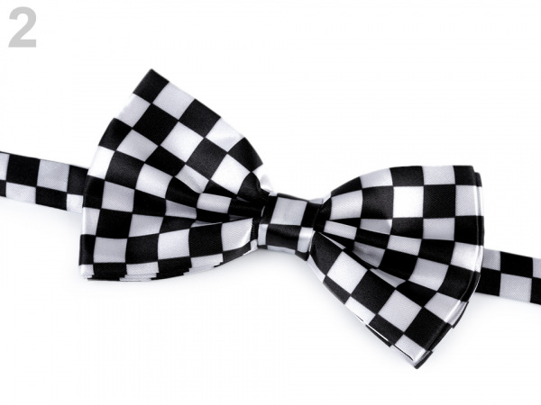 Saténový motýlek retro puntík / káro