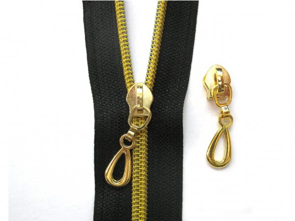 Jezdec ke spirálovým zipům 5 mm zlatý