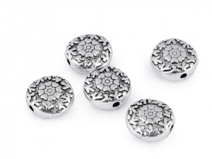 Kovový korálek / placka květy Ø11 mm