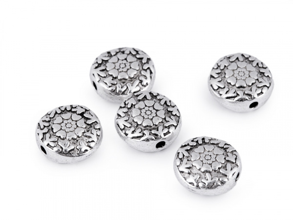 Kovový korálek / placka květy Ø11 mm