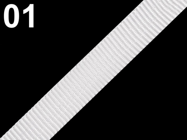 Popruh polypropylénový šíře 10 mm bílý, černý