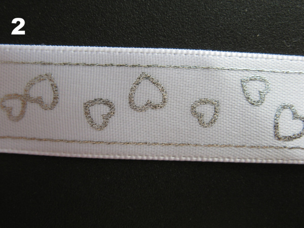 Stuha atlasová svatební růže a srdíčka šíře 15mm