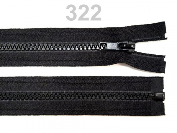 Kostěný zip šíře 5 mm délka 90 cm (bundový) černý