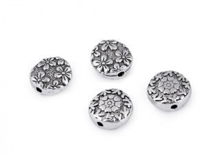 Kovový korálek / placka květy Ø11 mm