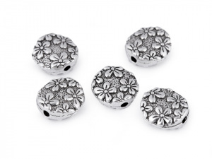 Kovový korálek / placka květy Ø11 mm