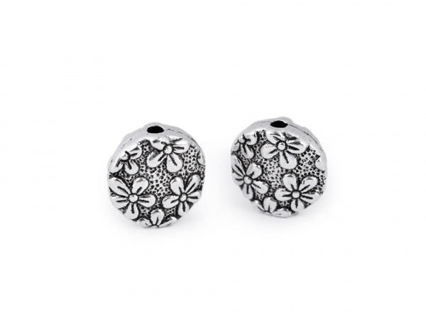 Kovový korálek / placka květy Ø11 mm