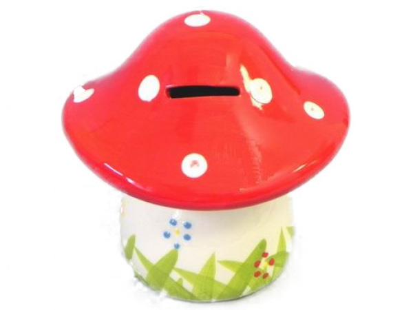 Muchomůrka pokladnička keramika červená