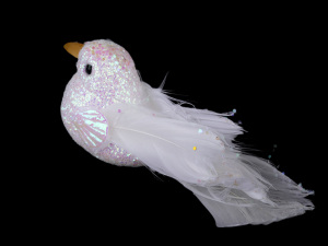 Dekorace ptáček / holubice s glitry