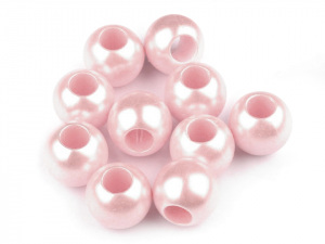 Plastové korálky s velkým průvlekem perleť 11x13 mm