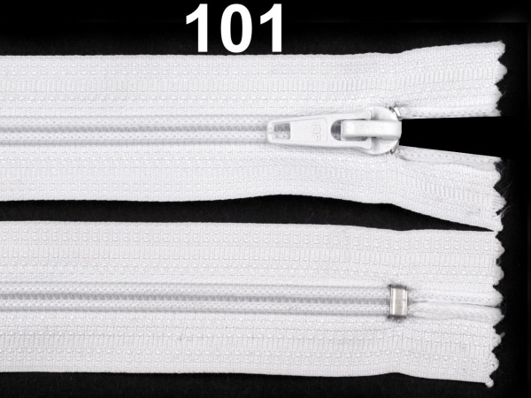 Spirálový zip šíře 5 mm délka 18 cm bílá a černá POL