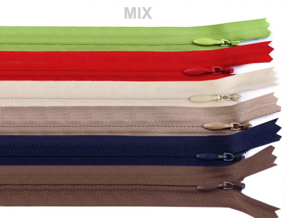 Spirálový zip skrytý šíře 3 mm délka 18 cm
