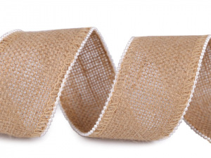 Jutová stuha s perličkami šíře 50 mm