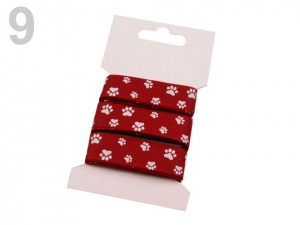 Rypsová stuha šíře 15 mm potisk tlapky