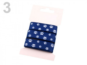 Rypsová stuha šíře 15 mm potisk tlapky