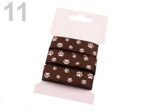 Rypsová stuha šíře 15 mm potisk tlapky