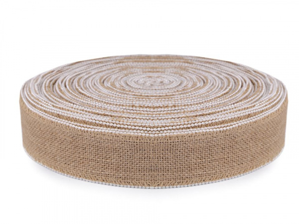 Jutová stuha s perličkami šíře 50 mm