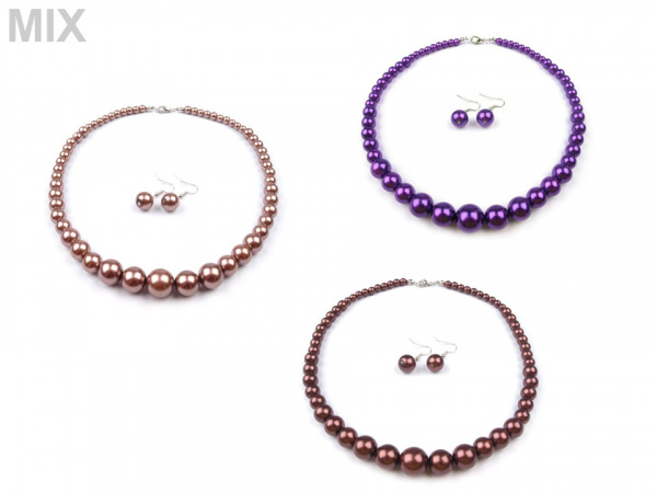 Perlový náhrdelník a náušnice, sada