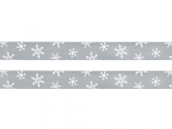 Stuha vločky šíře 10 mm vánoční