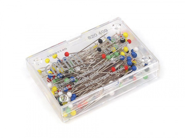 Špendlíky se skleněnou hlavičkou délka 35 mm Galant