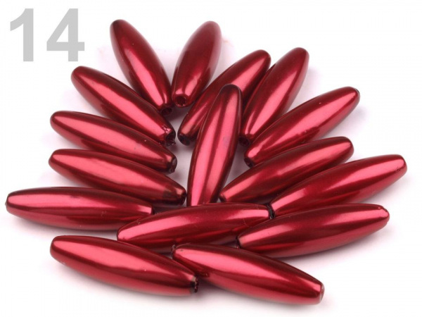 Plastové voskové korálky / perly Glance oliva 10x30 mm