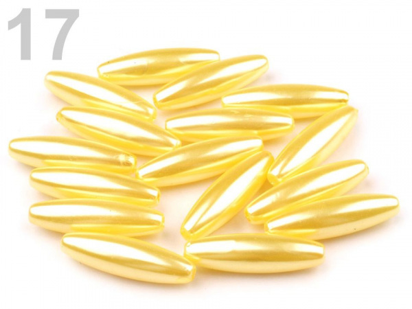 Plastové voskové korálky / perly Glance oliva 10x30 mm