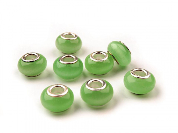 Skleněné korálky s velkým průvlekem Kočičí oči 8x13 mm