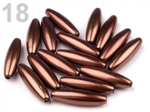 Plastové voskové korálky / perly Glance oliva 10x30 mm