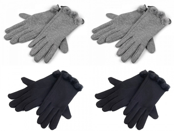Dámské úpletové rukavice s kožešinou