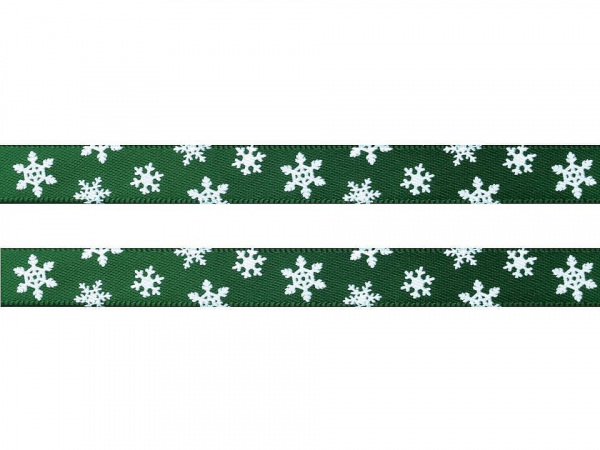 Stuha vločky šíře 10 mm vánoční