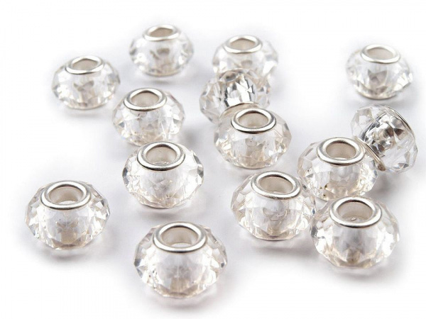 Plastové broušené korálky s velkým průvlekem 14,5x9 mm