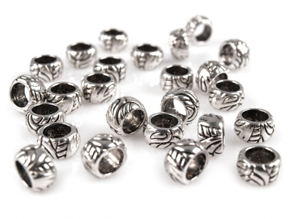 Kovové korálky s velkým průvlekem 6x10 mm