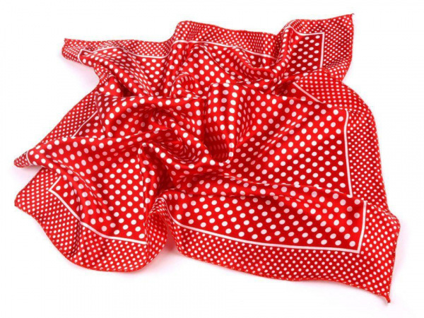 Saténový šátek s puntíky 47x47 cm