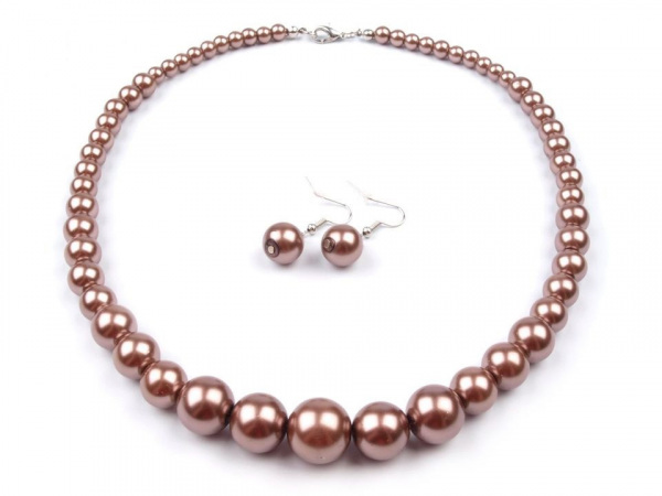 Perlový náhrdelník a náušnice, sada