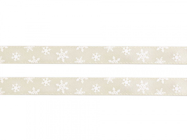 Stuha vločky šíře 10 mm vánoční