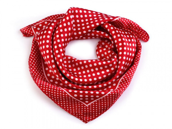 Saténový šátek s puntíky 47x47 cm