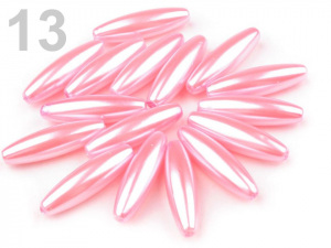 Plastové voskové korálky / perly Glance oliva 10x30 mm