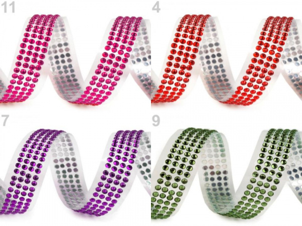 Samolepicí páska šíře 13 mm perly a kamínky