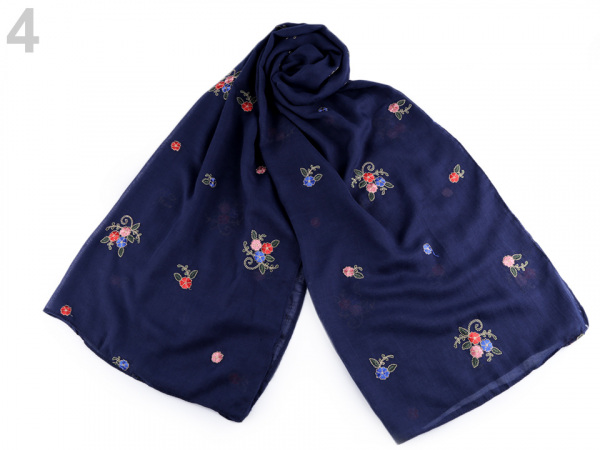 Šála vyšívané květy 70x180 cm 2. jakost