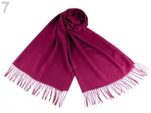 Šátek / šála jednobarevná s třásněmi 70x180 cm