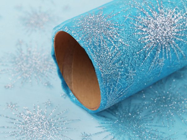 Vánoční organza s glitry šíře 36 cm