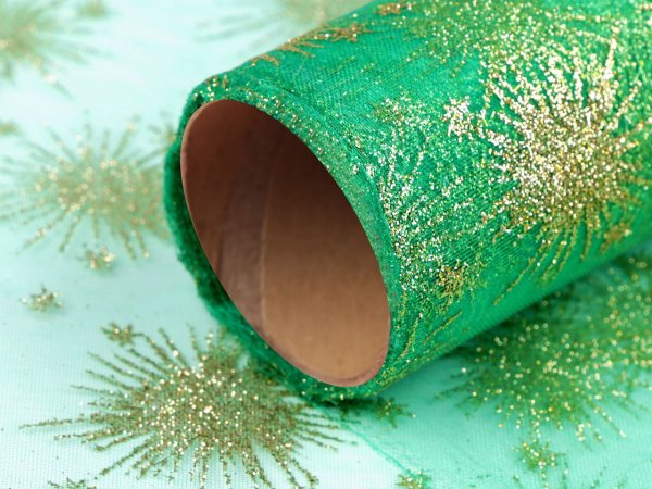 Vánoční organza s glitry šíře 36 cm